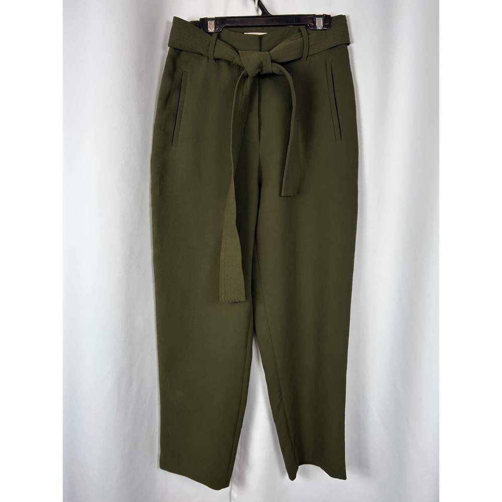 Wilfred Aritzia Tie Waist Olive Green Paperbag High Rise Business Casual Pants 2